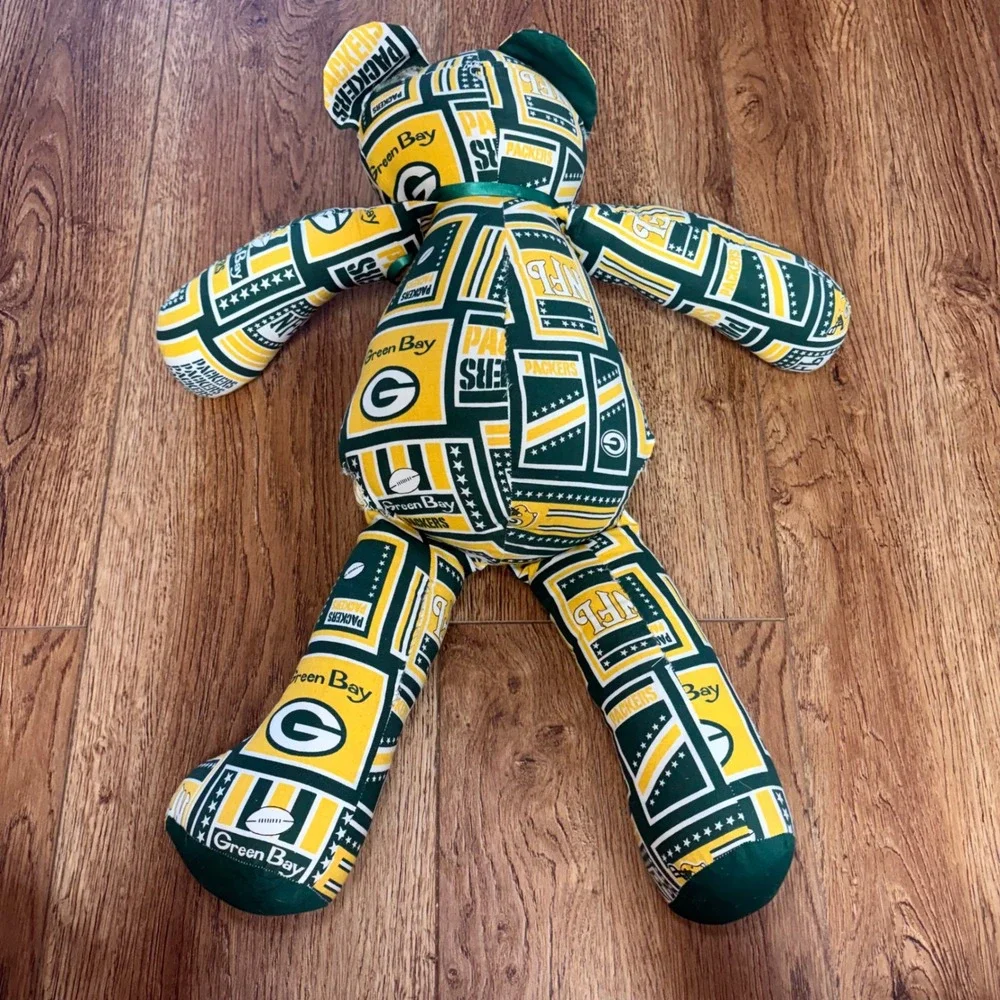 Green‎ Bay Packers Plush homemade Stuffed Teddy Bear Football Green Gold 24